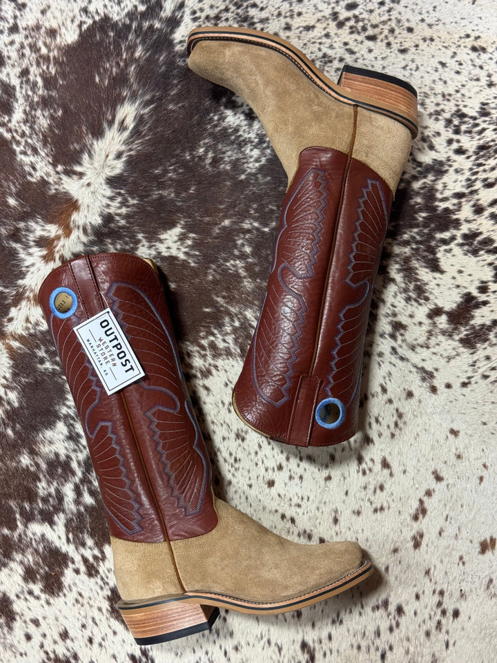 Olathe Boot Co. | Teak Crazyhorse Roughout/Copperhead Kidskin Boot