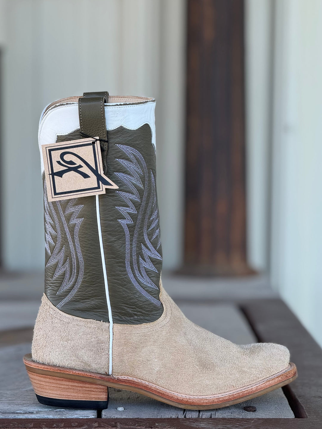 Fenoglio Boot Co. | Tan Victoria Roughout Boot | Side View