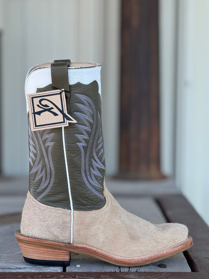 Fenoglio Boot Co. | Tan Victoria Roughout Boot | Side View