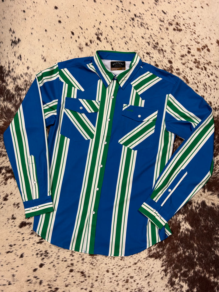 Outpost Performance Vedder Vintage Stripe LS Pearl Snap Shirt