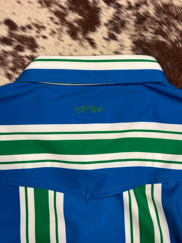 Outpost Performance Vedder Vintage Stripe LS Pearl Snap Shirt | Back View