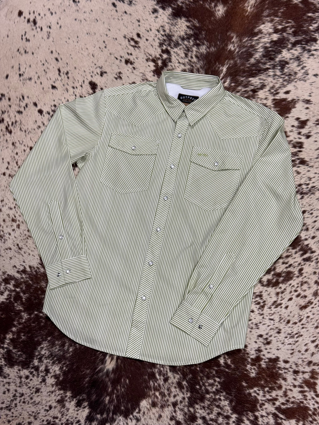 Outpost Performance Sage Pinstripe Pearl Snap LS Shirt