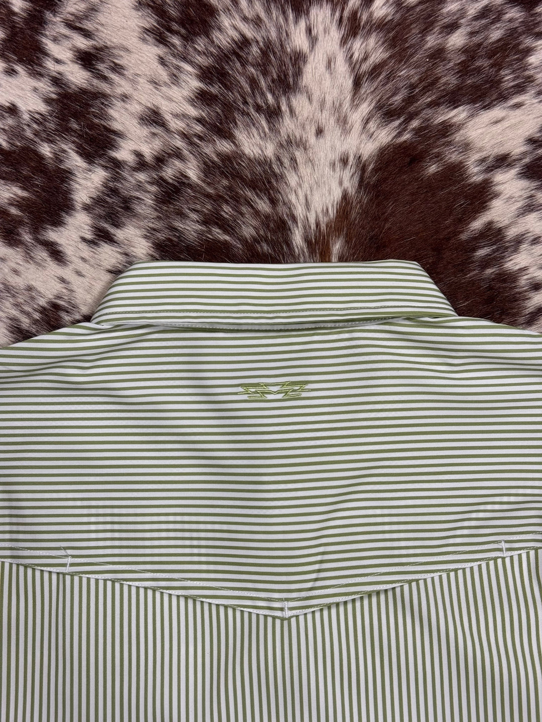 Outpost Performance Sage Pinstripe Pearl Snap LS Shirt | Back