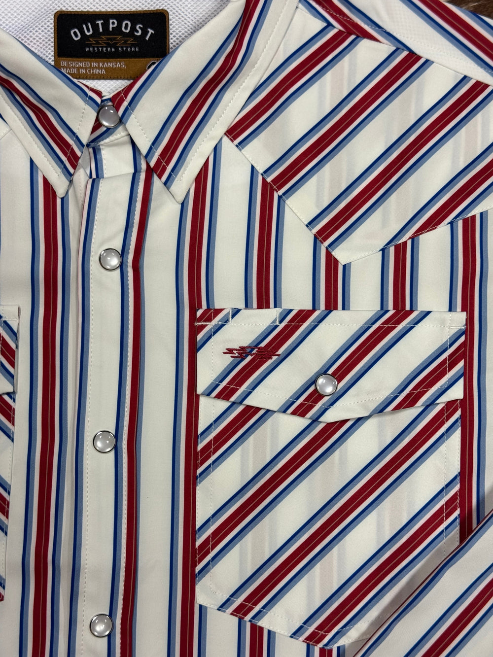 Outpost Performance Americana Stripe LS Pearl Snap Shirt | Logo