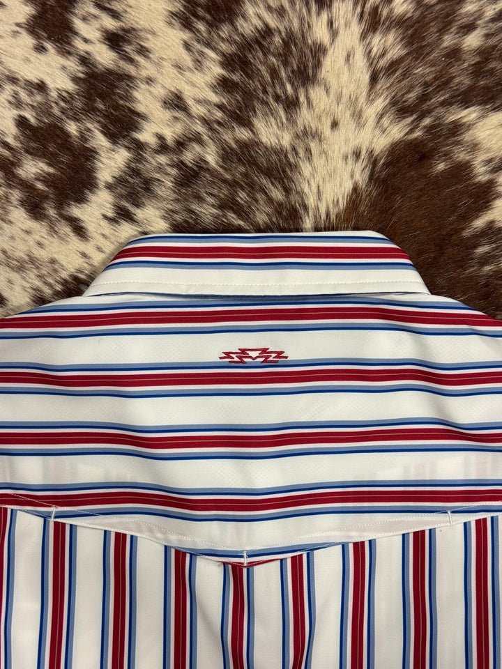 Outpost Performance Americana Stripe LS Pearl Snap Shirt | Back