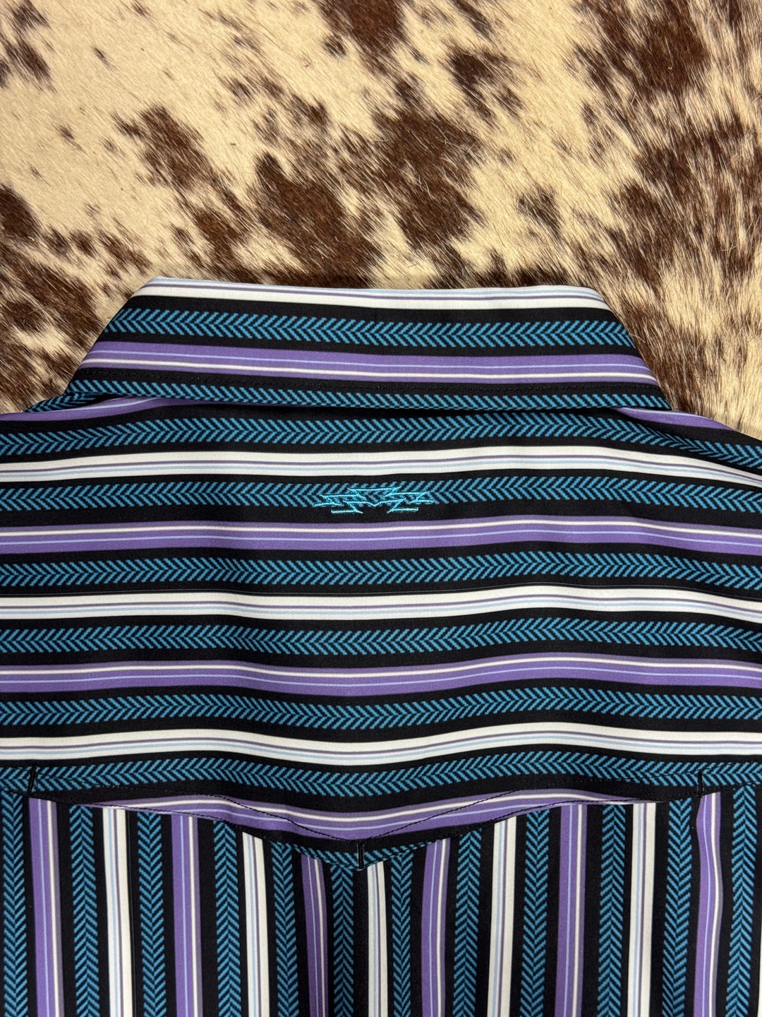 Outpost Performance Midnight Cowboy Stripe LS Pearl Snap Shirt | Back