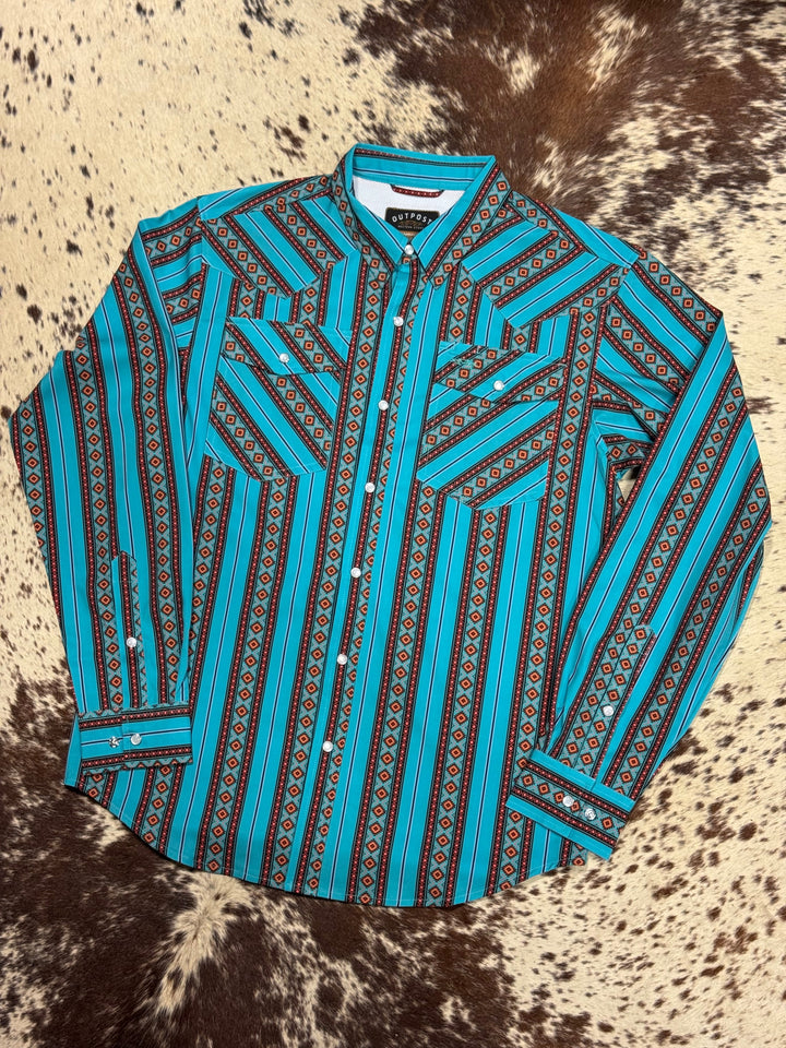Outpost Performance Southwest Stripe LS Pearl Snap Shirt