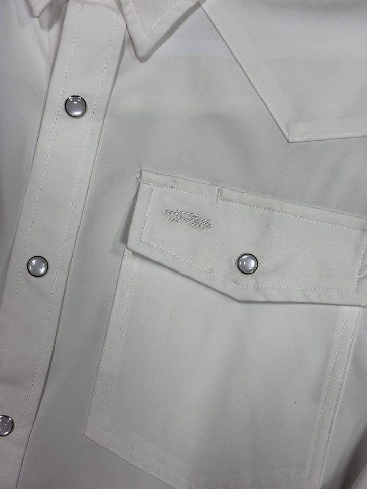 Outpost Performance White Pearl Snap LS Shirt | Logo
