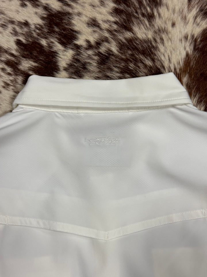 Outpost Performance White Pearl Snap LS Shirt | Back