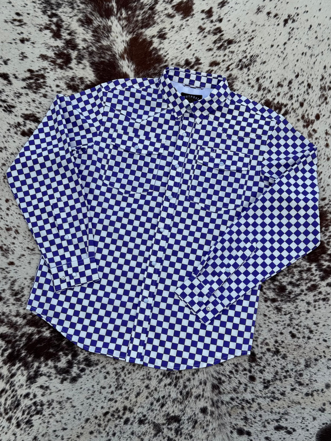 Outpost Performance Purple Off The Wall LS Pearl Snap Shirt
