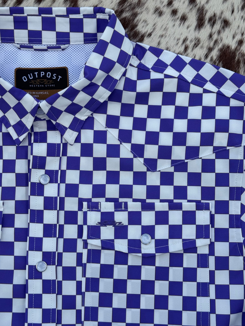 Outpost Performance Purple Off The Wall LS Pearl Snap Shirt | Logo