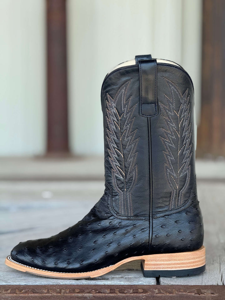 Horse Power Top Hand  | 11" Black FQ Ostrich Boot Side View
