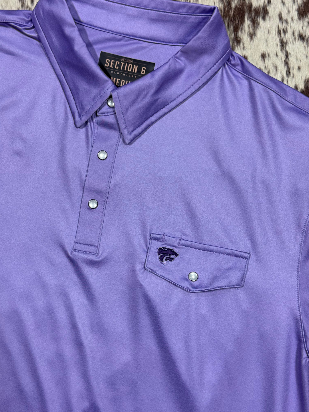 Powercat Pearl Snap Shirt | Lavender | Close Up