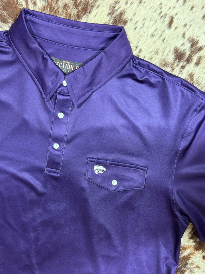 Powercat Pearl Snap Shirt | Purple | Close up