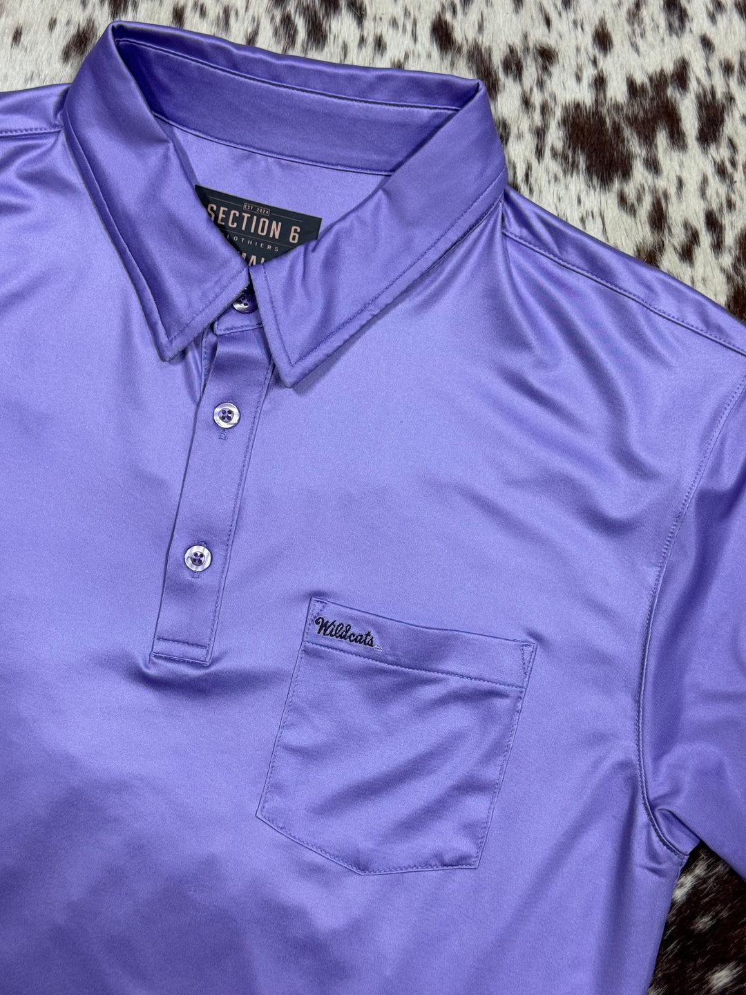 Wildcats Performance Pocket Polo Shirt | Lavender | Close Up