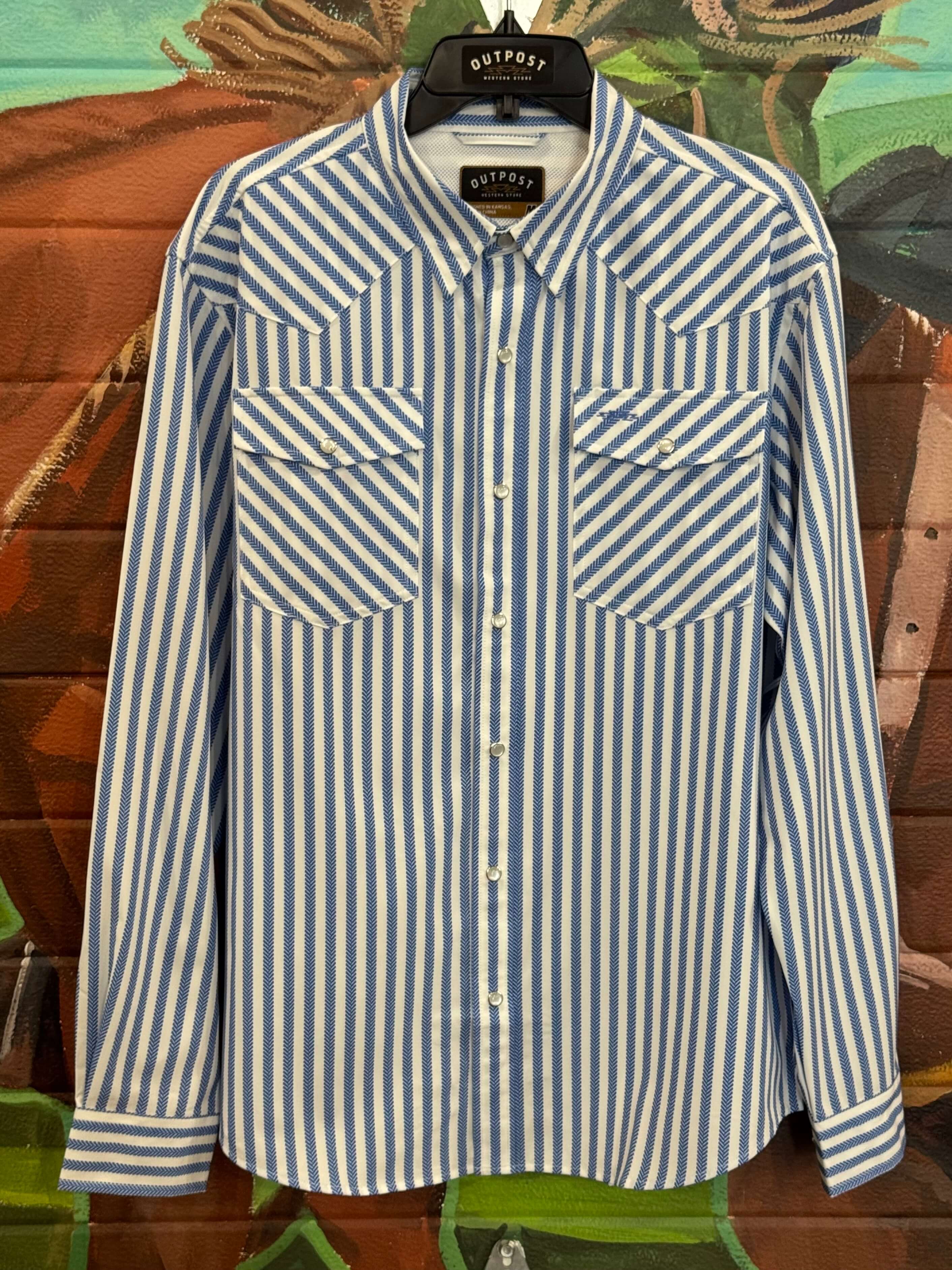Outpost Performance Blue Stripe Pearl Snap LS Shirt – Outpost