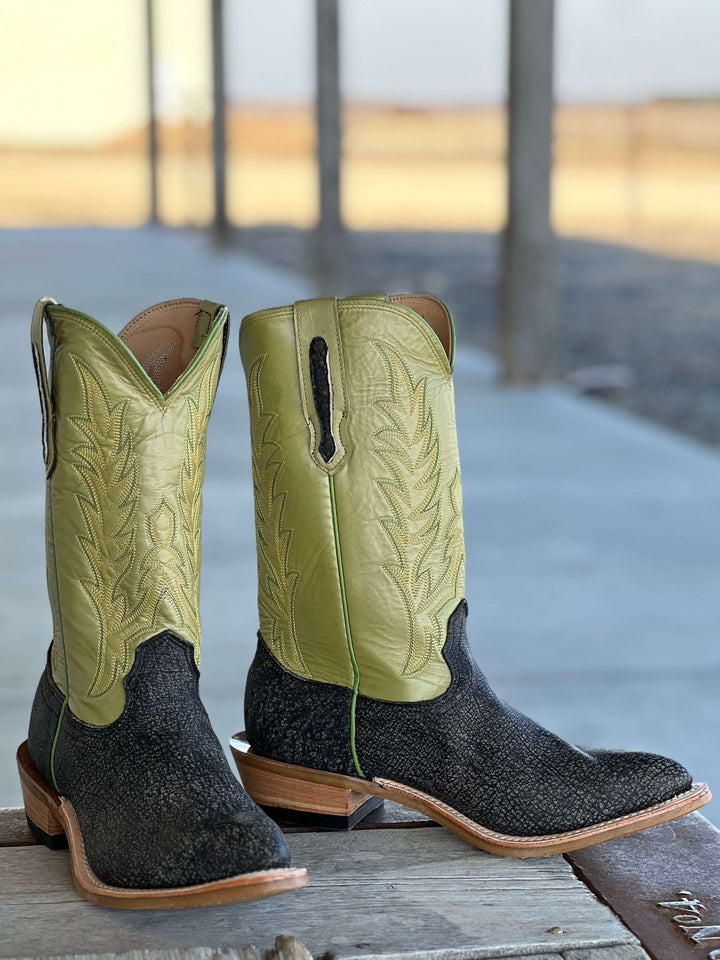 Fenoglio Boot Co. | Grey Cape Buffalo w/Sage Green Boot