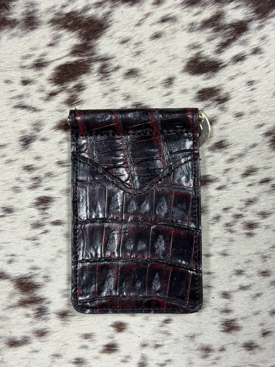 Fenoglio | Black Cherry Caiman Money Clip Wallet