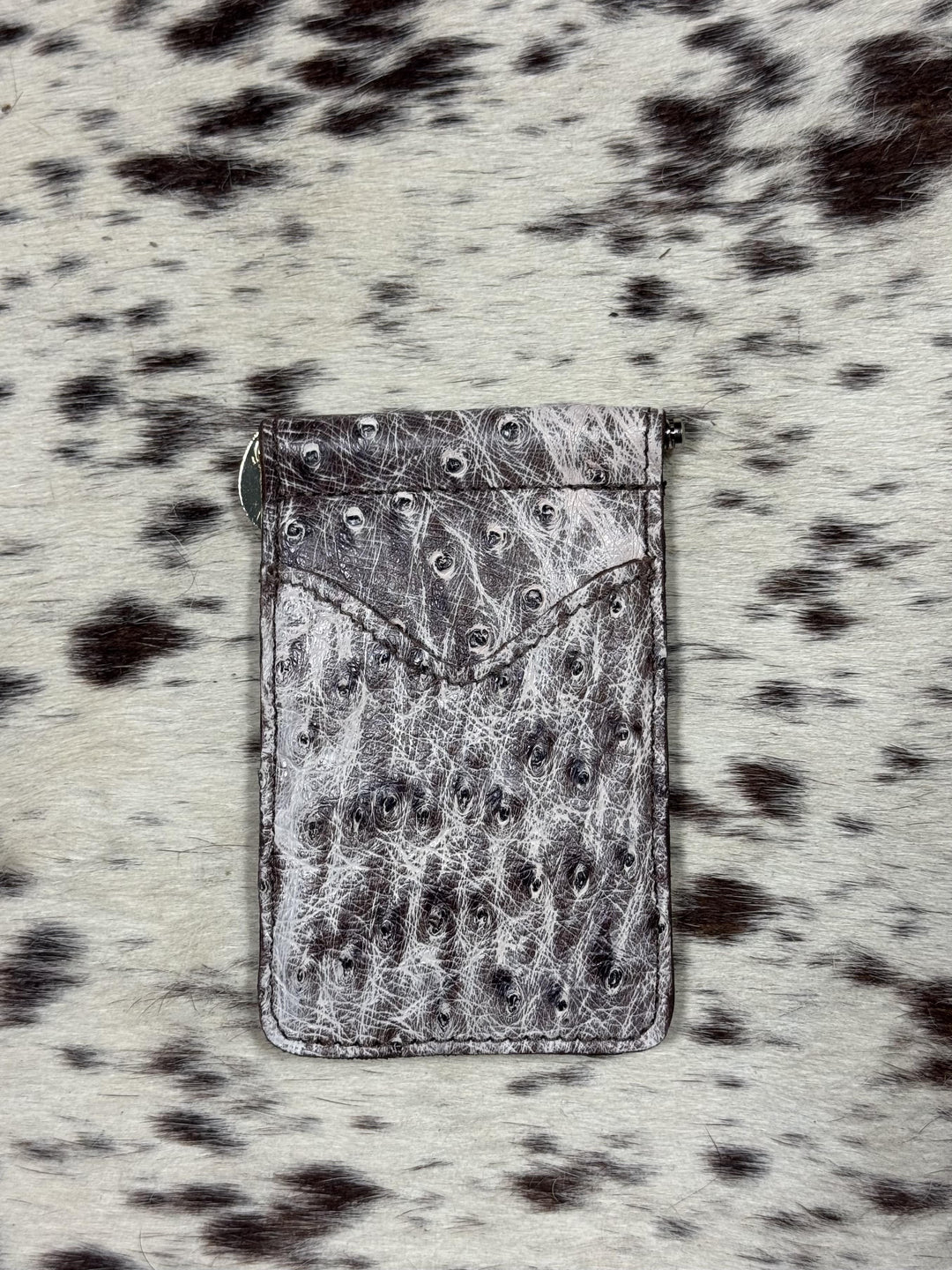 Fenoglio | White Washed Brown Ostrich Money Clip Wallet