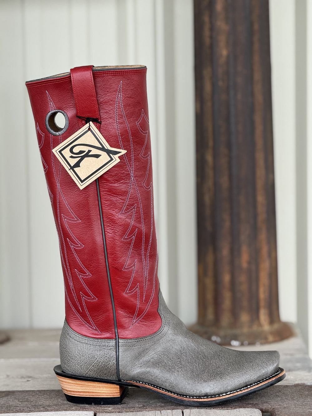 Fenoglio Boot Co. | Serpentine Smooth Ostrich Tall Top Boot | Side View