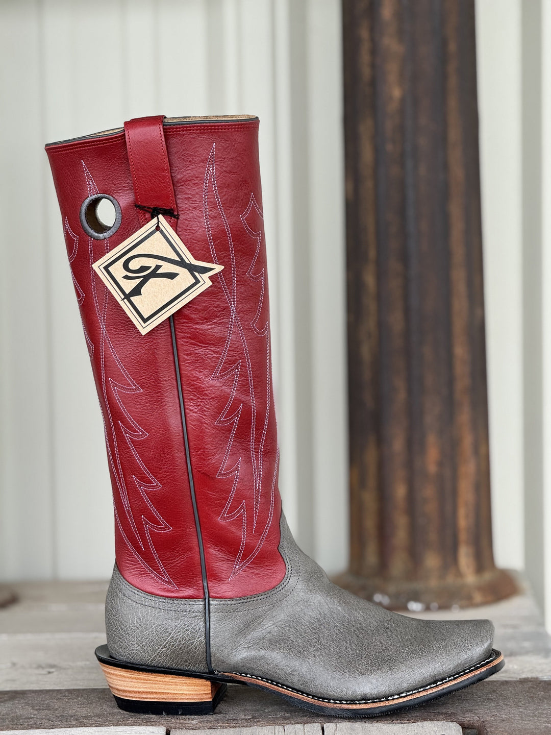 Fenoglio Boot Co. | Serpentine Smooth Ostrich Tall Top Boot | Side View