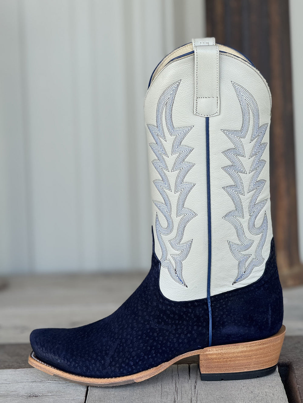 Horse Power Top Hand  | Navy Carpincho Boot | Side View