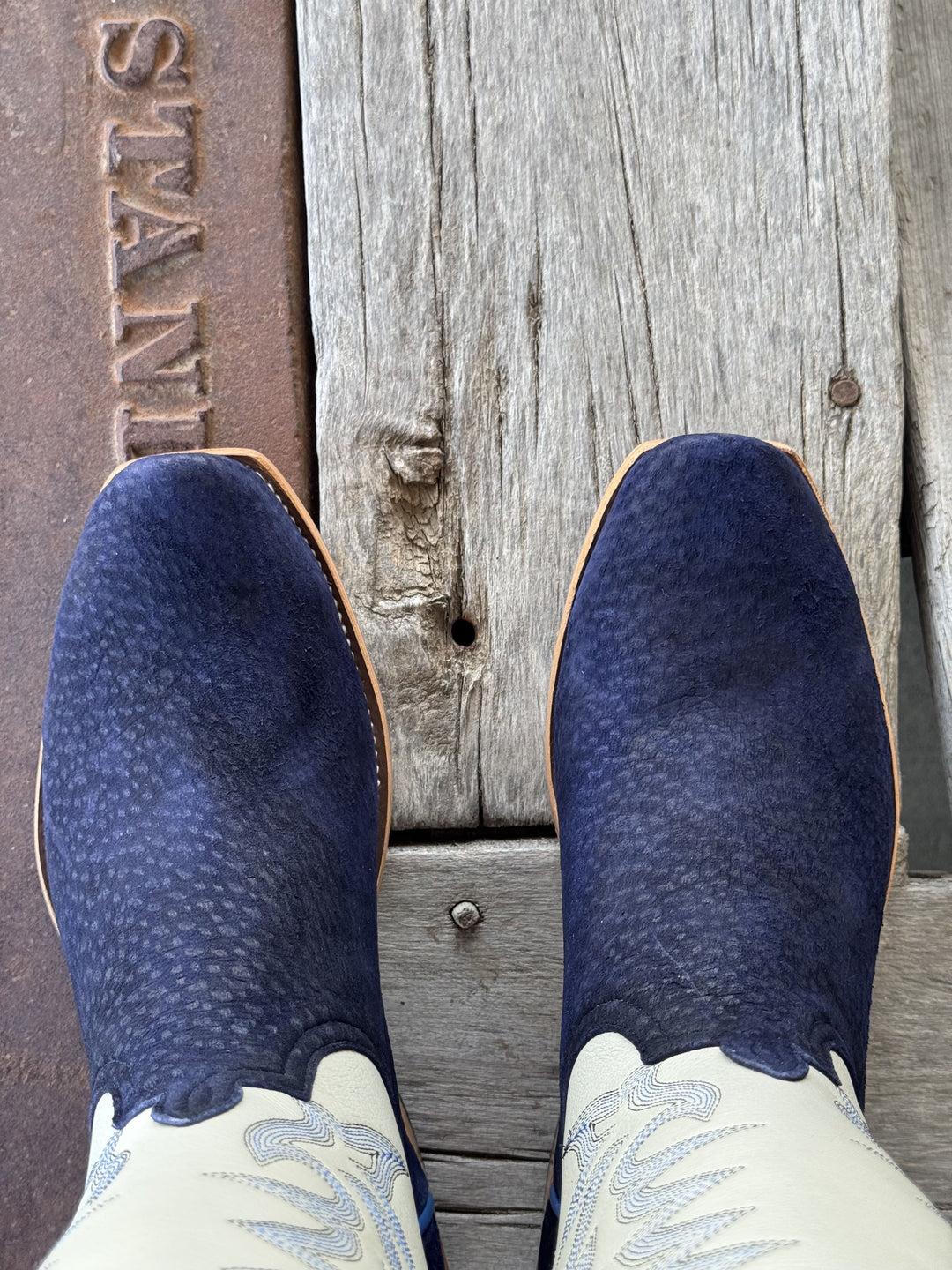 Horse Power Top Hand  | Navy Carpincho Boot | Toe View