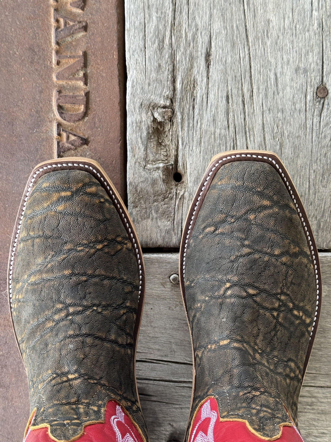 Anderson Bean | Antique Saddle Safari Elephant Cutter Toe Boot | Toe View