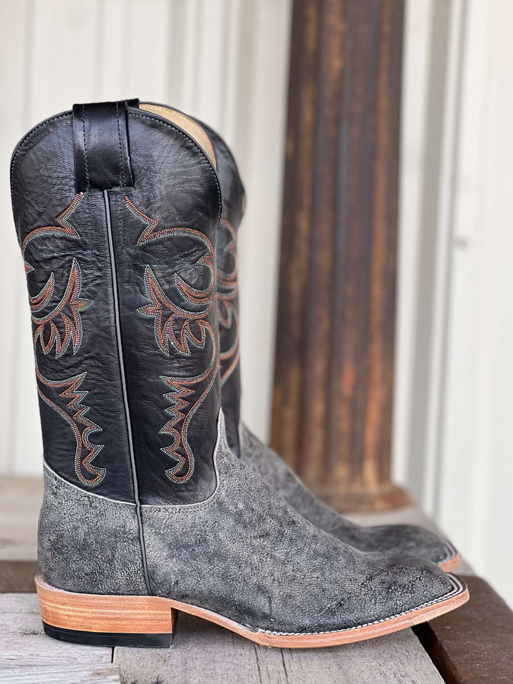 Olathe Boot Co.  | Slate Safari Giraffe Black Kidskin Boot side view