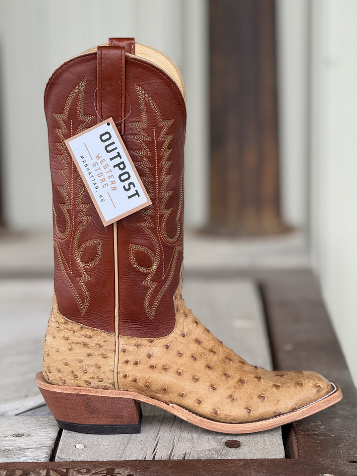 Anderson Bean | Umber Bruciato Full Quill Ostrich SQ Toe Boot | Side View
