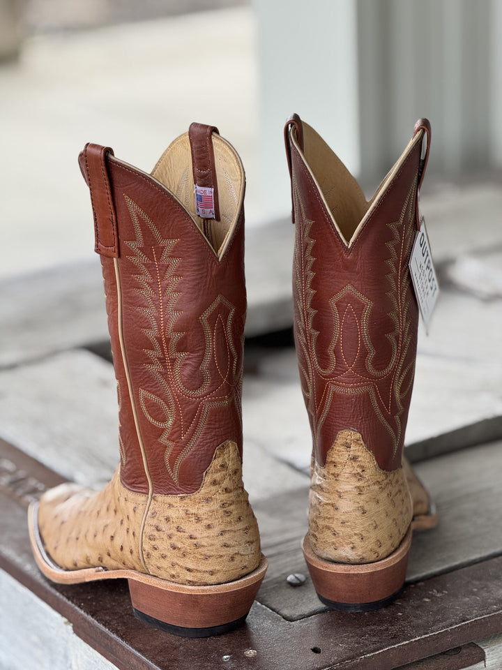 Anderson Bean | Umber Bruciato Full Quill Ostrich SQ Toe Boot | Spur rest