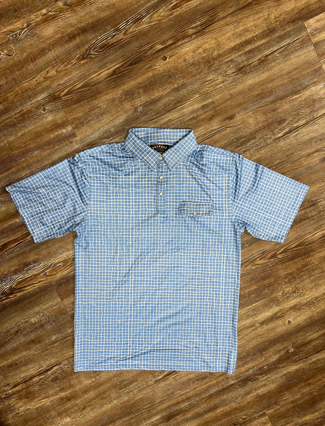 Outpost Performance Blue Check Polo Shirt