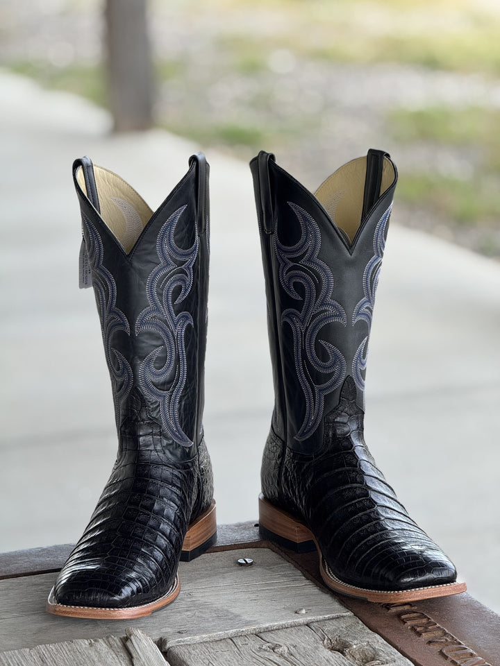 Horse Power Top Hand  | Black Caiman Belly Boot DB Toe