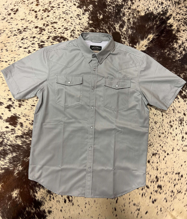 Outpost Performance Pinstripe Pearl Snap SS Shirt