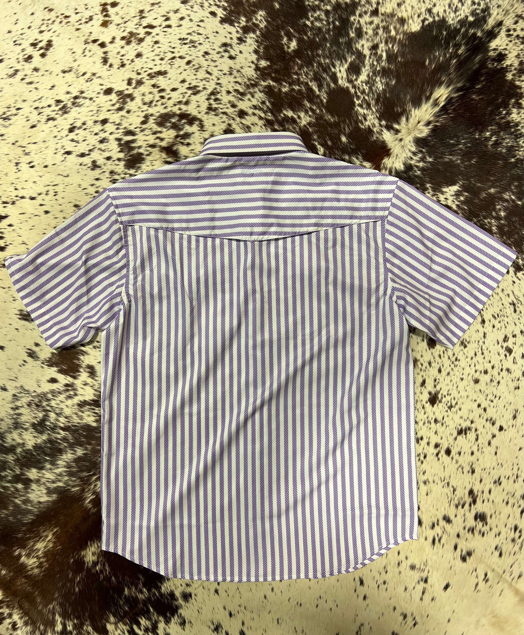 Outpost Performance Purple Stripe Pearl Snap SS Shirt | Back View