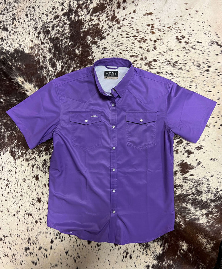 Outpost Performance Purple Pearl Snap SS Shirt