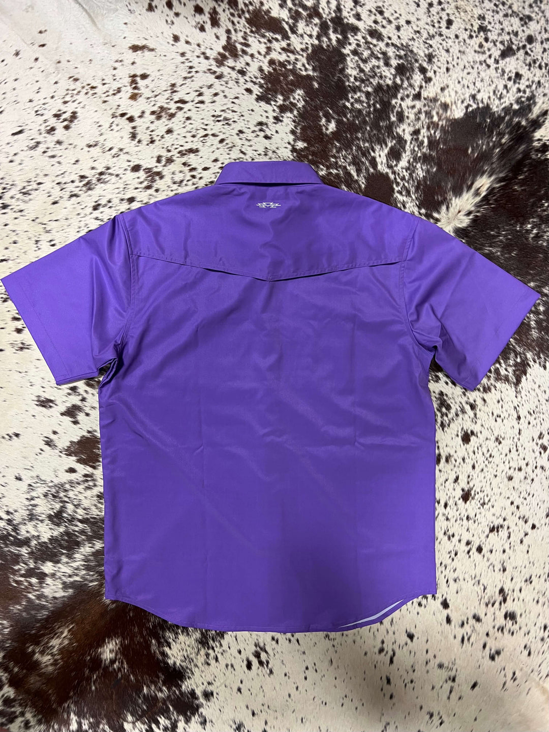 Outpost Performance Purple Pearl Snap SS Shirt | Back View