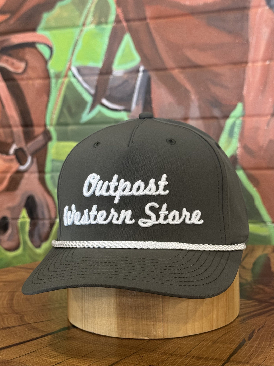 Outpost Script Richardson 258 Rope Cap | Dark Olive/White Rope
