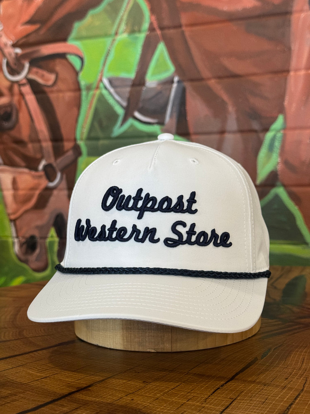 Outpost Script Richardson 258 Rope Cap | White/Navy Rope
