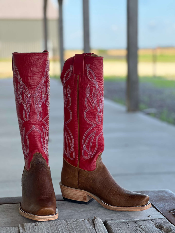 Olathe Boot Co. | Natural Brahma Bison O Toe Tall Top Boot | Front View