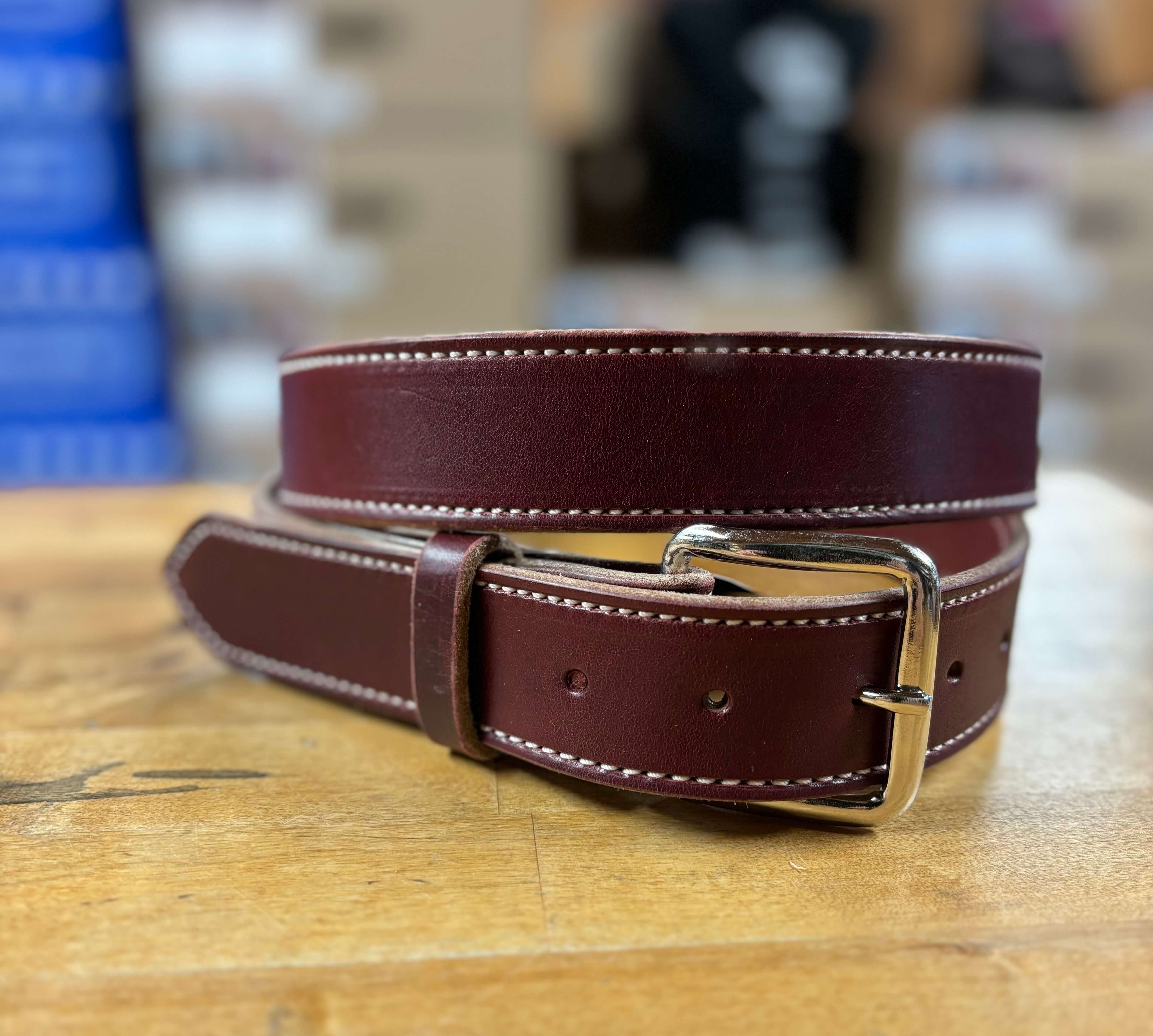 Texas Saddlery | Burgundy Latigo Belt – Outpost Western Store