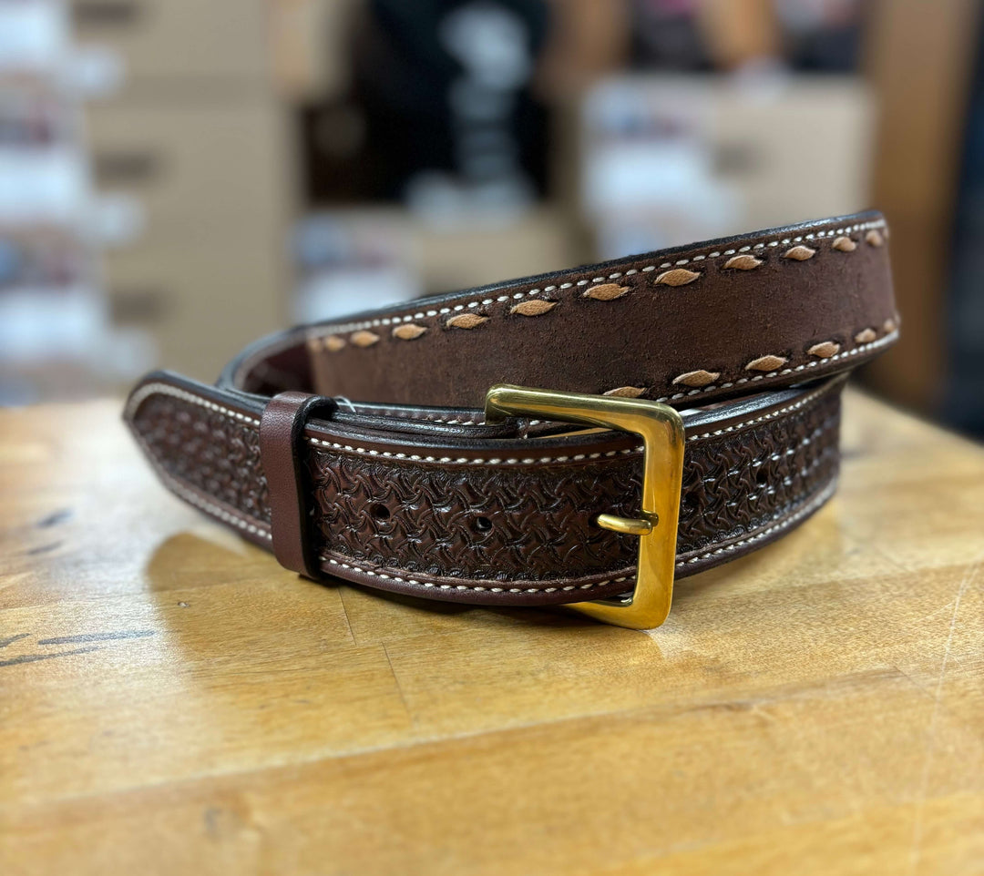 Texas Saddlery | Chocolate Buckstitch Combo Belt