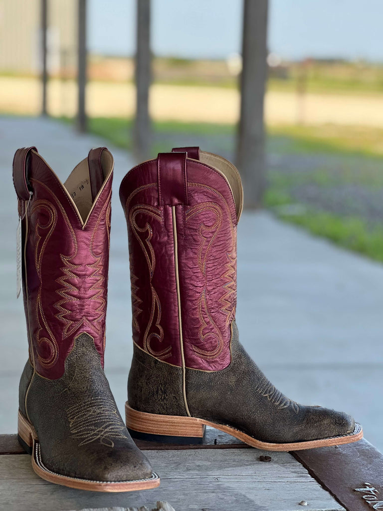 Olathe Boot Co. | Antique Saddle Safari Giraffe Sangria Luster