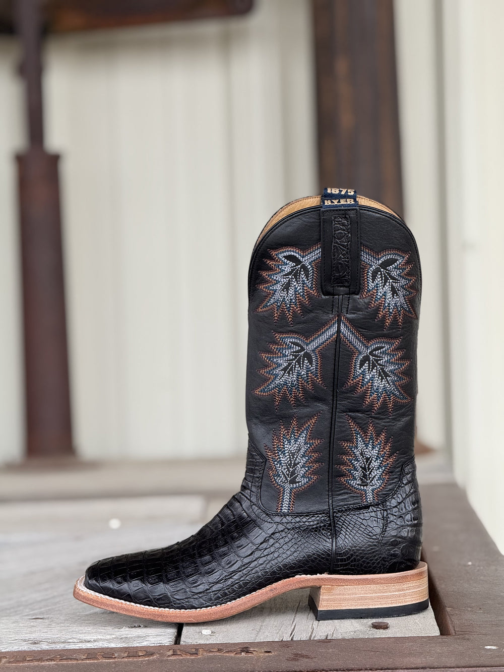 HYER Boot Co. | Russell Black Caiman Belly Boot | Side View