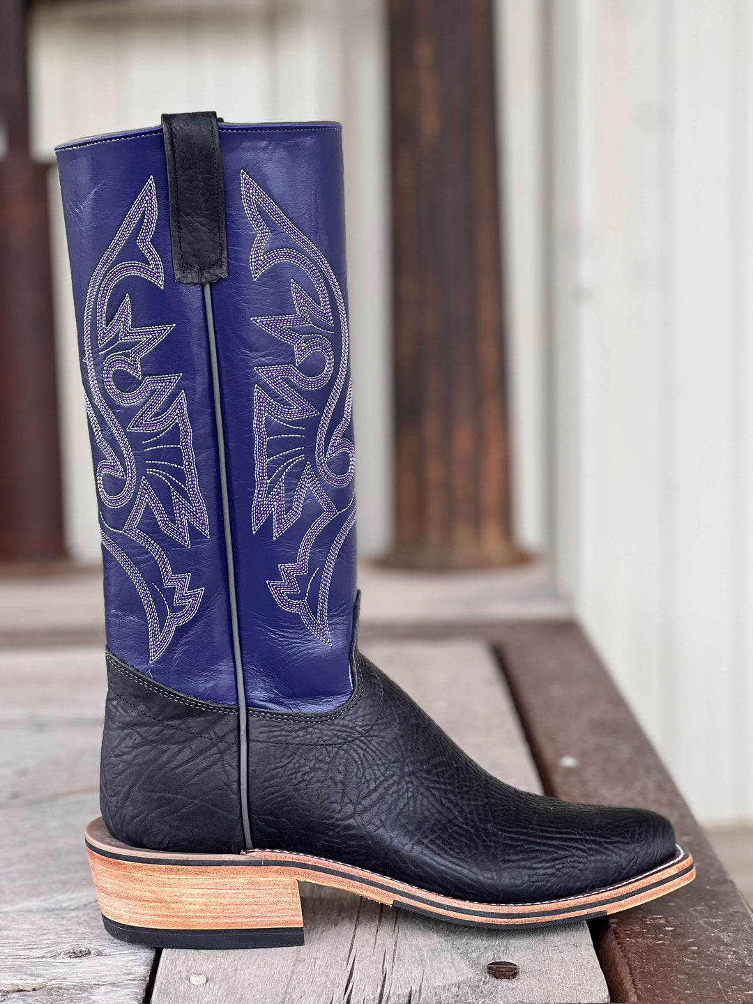 Olathe Boot Co.  | Black Oiled Shoulder KS Toe Boot | Side View