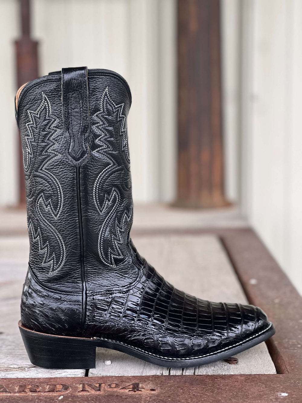 Fenoglio Boot Co. | Black Caiman Boot | Side View