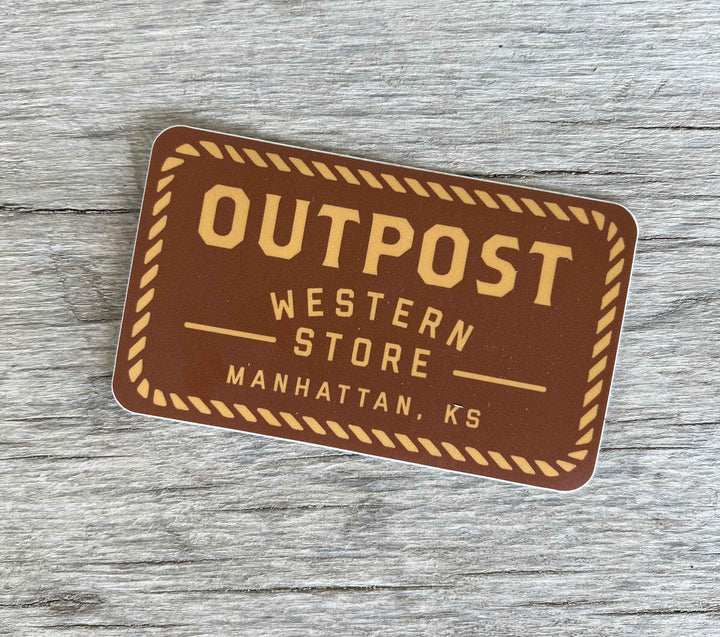 Outpost Rope Logo Sticker, brown, yellow orange