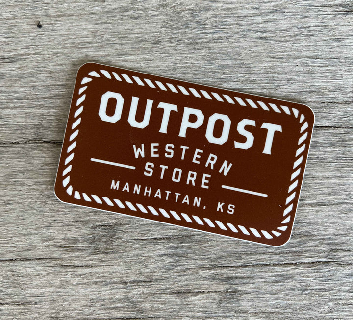 Outpost Rope Logo Sticker, burgundy, white