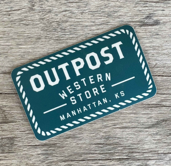 Outpost Rope Logo Sticker, turquoise, white