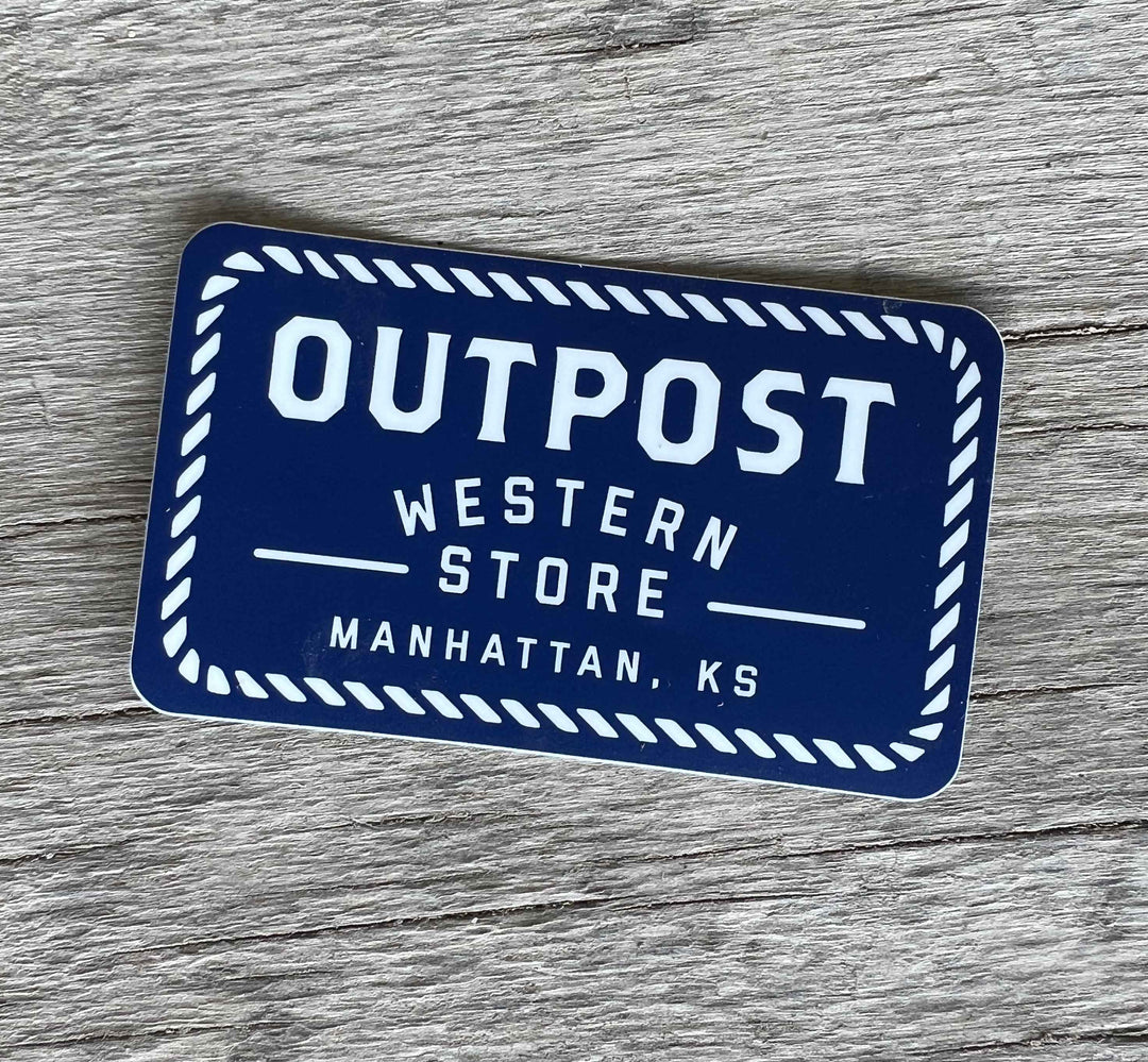 Outpost Rope Logo Sticker, navy, white